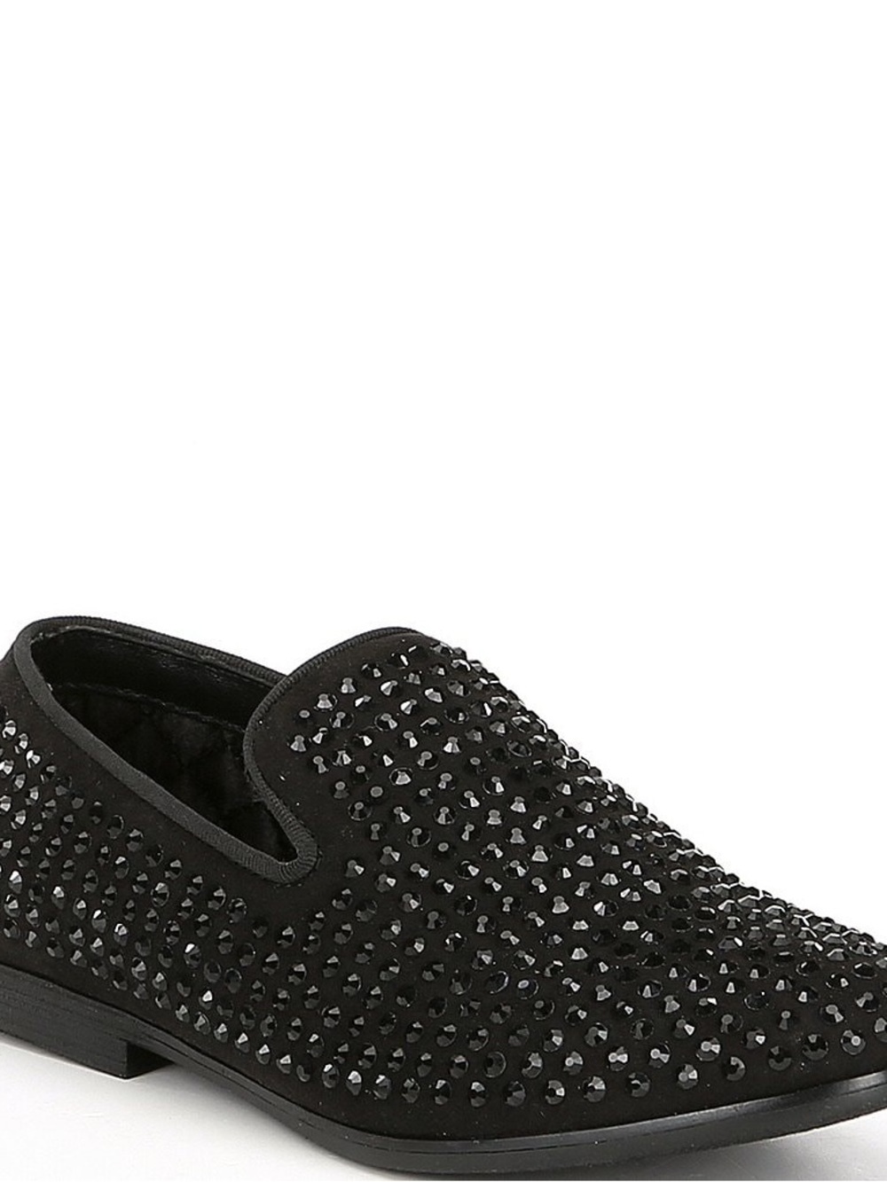 Steve Madden Black Crystal Studded Slip-On Loafers